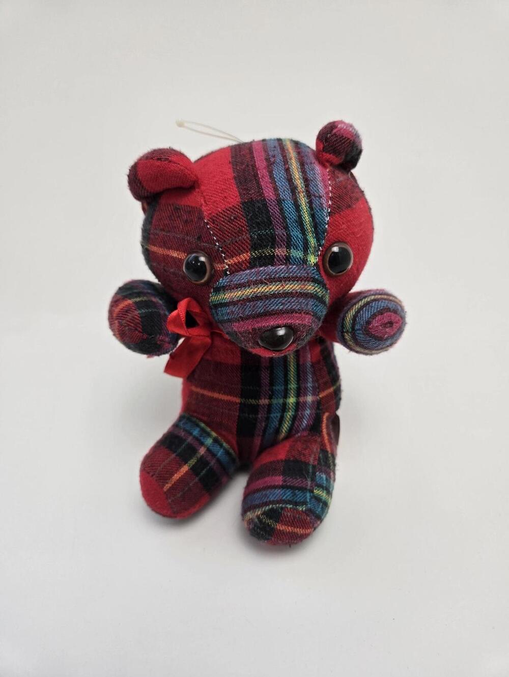 Best Made Toys Red Plaid Teddy Bear Vintage Bear, Vintage Collectible! (5 inch)